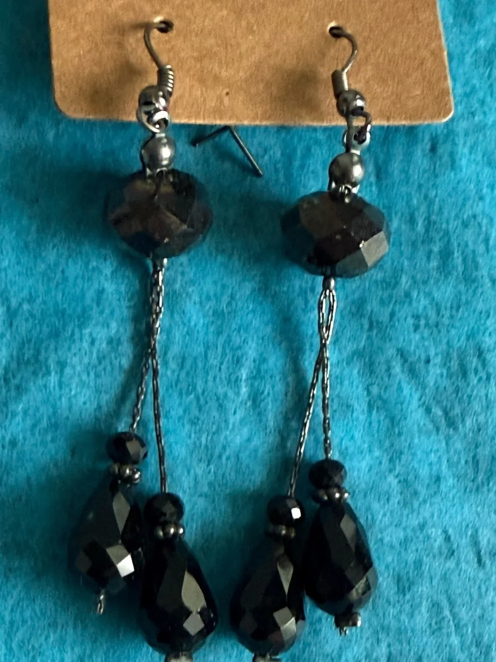 Elegant Black Faceted Drop Earrings - Women Jewelry
